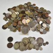 Approximately 298g of mixed silver coinage, includes a fine 1819 George III crown, together with