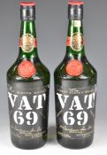 Two bottles of VAT69 Scotch whisky 70% proof, 26⅔fl oz