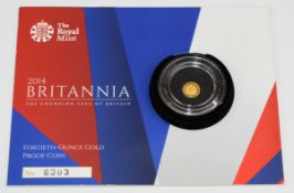 2014 Royal Mint Queen Elizabeth II miniature proof 999.9 gold 50p number 6303, 0.8g, in presentation