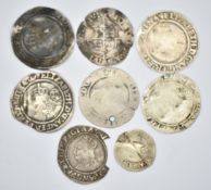 Eight coins of Elizabeth I to include sixpences, groats and a threepence of 1602