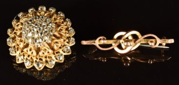Miriam Haskell brooch and a 9ct gold brooch (2.2g)