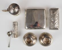 Curved hallmarked silver cigarette case, Victorian hallmarked silver snuff or similar box with