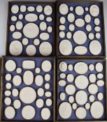 Set of ninety two Grand Tour style plaster plaques / cameos depicting classical scenes / figures,