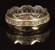 A 9ct white gold ring set with synthetic spinel, 3.2g