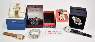 Seven various gentleman's wristwatches including Seiko Sea Horse automatic, Rotary, Tissot, Smiths