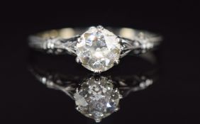 Edwardian / Belle Epoque platinum ring set with a diamond of approximately 0.7ct in a filigree