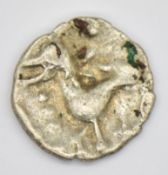 Celtic British Iceni c25-35 AD silver unit, obverse double crescent, reverse horse running right,