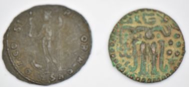 Ceylon Kandy Kingdom 1200AD copper coin, together with Roman Licunius I bronze AE coin