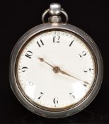 William Hayler of Chatham hallmarked silver pair cased open faced pocket watch with gold hands,