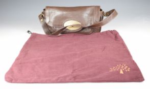 Vintage Mulberry small shoulder / underarm bag in brown leather with brass hardware, with Mulberry