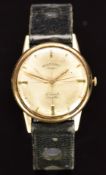 Rotary 9ct gold gentleman's wristwatch with gold hands and hour markers, silver dial and 17 jewel