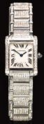 Cartier Tank 18ct white gold ladies wristwatch ref. 2403 with diamonds set to the case, bracelet and