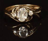 A 9ct gold ring set with cubic zirconia, 3g, size P