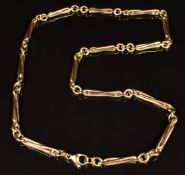 A 9ct gold necklace made up of made up of elongated and oval links, length 53cm, 39.9g