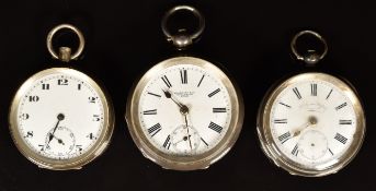 Three silver open faced pocket watches comprising Skarratt & Co of Worcester, J G Graves of