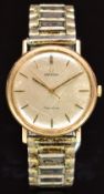 Omega 9ct gold gentleman's wristwatch ref. 131/25016 with gold hands, two-tone baton hour markers,