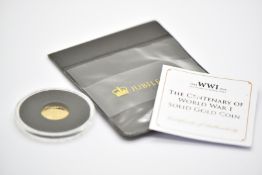 2014 Queen Elizabeth II miniature 9ct gold coin commemorating the centenary of WW1, 1g, with