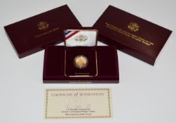 United States Mint 1996 $5 proof 90% gold coin to commemorate the Atlanta Centennial Olympic