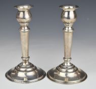 Pair of sterling silver candlesticks, height 15cm