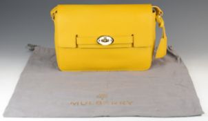 Mulberry Bayswater shoulder bag in golden yellow leather with gilt metal hardware, with original