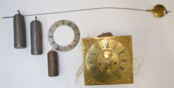 William Porthouse of Penrith longcase clock movement, the brass dial having blind date window,
