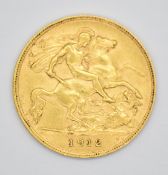 1912 George V gold half sovereign