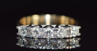 An 18k gold ring set with five diamonds, each approximately 0.15ct, 5.0g, size P