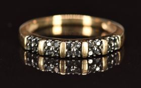 A 9ct gold ring set with black diamonds, 1.9g, size P