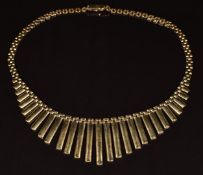 A 9ct gold Cleopatra style necklace, length 42cm, 27.9g