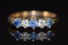 A 9ct gold ring set with sapphires and diamonds, 2.3g, size O