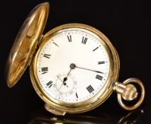 Unnamed gold plated keyless winding quarter repeater pocket watch with subsidiary seconds dial,