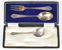 Edward VII cased hallmarked silver spoon and fork set, Sheffield 1908, maker Hammond, Creake & Co,