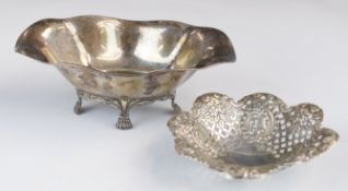 Two hallmarked silver bon bon dishes comprising Victorian pierced and embossed example, Sheffield