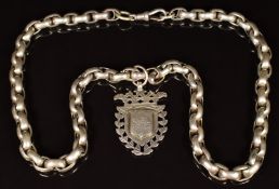 Victorian silver necklace with silver fob engraved 'Birthday present from Alice 1900'