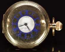 Thomas Russell & Son gold plated half hunter pocket watch with inset subsidiary seconds dial,
