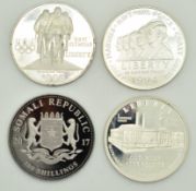 Four silver coins comprising 1oz 2006, 1995 and 1994 Liberty dollars and a Somali Republic 1oz