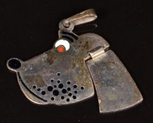 A silver pendant in the form of a dog with enamel detail, maker Uno-A-Erre
