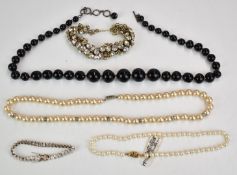 Two Monet necklaces, silver bracelet, faux pearls and bracelet