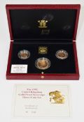 1992 Queen Elizabeth II Royal Mint limited edition 195/1250 proof gold sovereign three coin set,