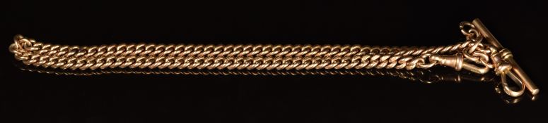 A 9ct rose gold double Albert / watch chain, length 21cm, 47.0g