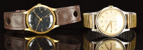 Two Smiths gentleman's wristwatches Empire with gold hands and baton hour markers, black dial and