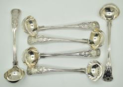 Set of six William IV hallmarked silver Queen's pattern sauce ladles, London 1836, maker William