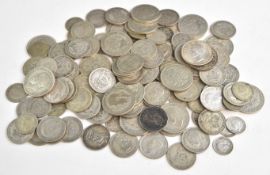 Approximately 755g of pre-1947 UK silver coinage, includes a few 1920 examples including a Victorian