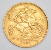1912 George V gold half sovereign
