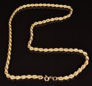 A 9ct gold rope twist necklace, length 56.5cm, 11.0g