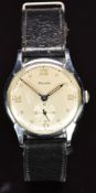 Nivada gentleman's wristwatch with inset subsidiary seconds dial, luminous hands, Roman numerals and