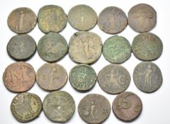 Twenty Roman copper / bronze follis and other coins including Severus, Alexander, Characene,