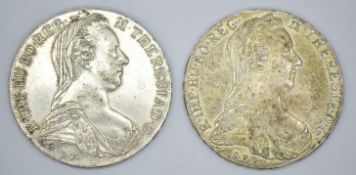 Two Maria Theresia silver coins