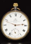 Omega for Waite & Son of Cheltenham keyless winding open faced pocket watch with subsidiary