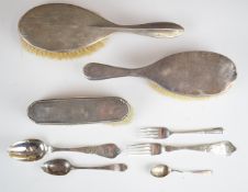 Victorian hallmarked silver spoon and fork, Sheffield 1879, maker Martin, Hall & Co, two further